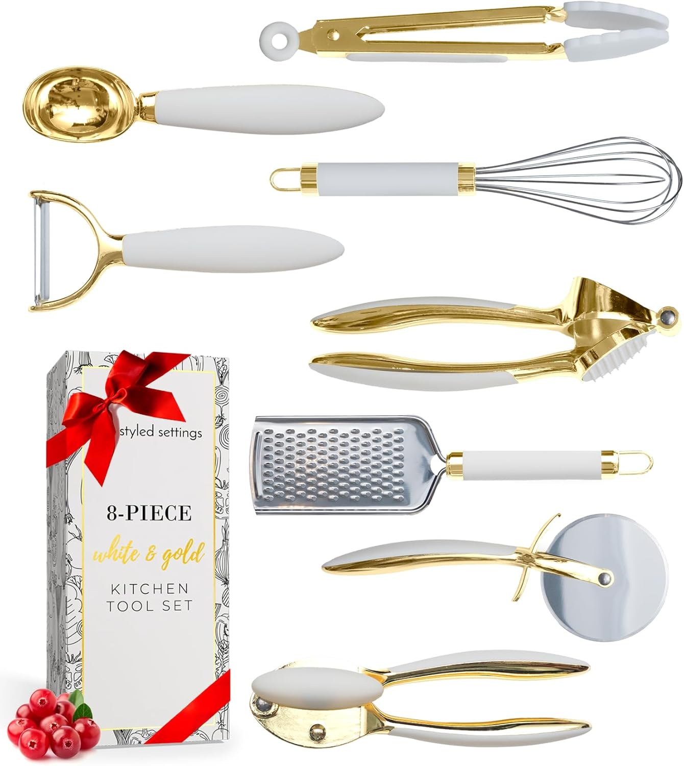 Styled Settings White & Gold Kitchen Tools and Gadgets with Anti-Slip Handles