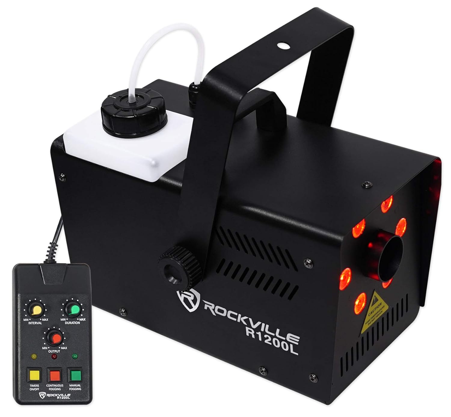 Rockville R1200L Fog/Smoke Machine w LED Lights/Strobe, 7 Channel DMX+2 Remotes