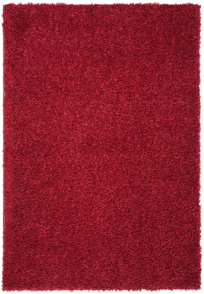 SAFAVIEH August Sophia Solid Shag Area Rug, Red, 3' x 5'
