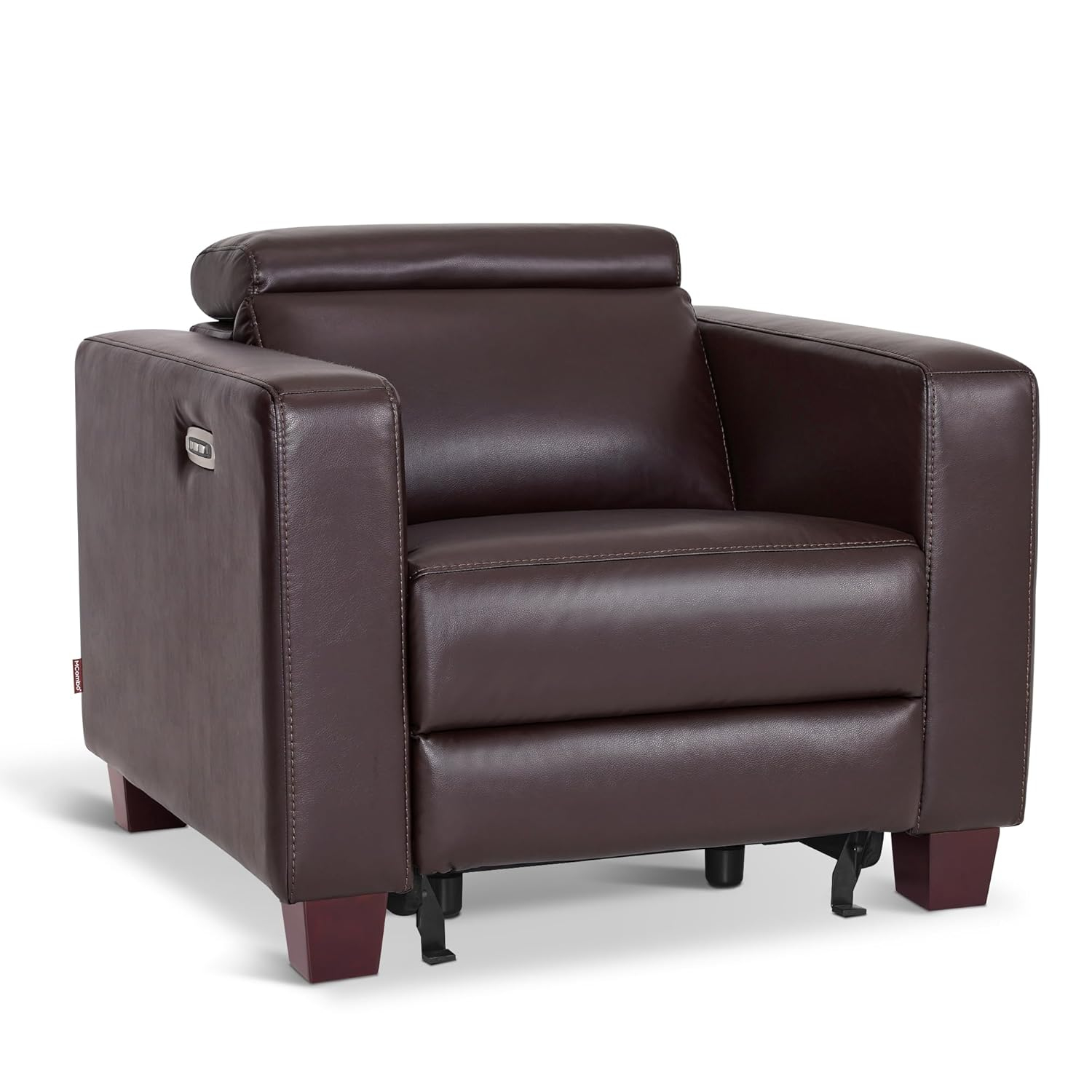 MCombo Wall-Hugger High Leg Power Recliner Chair with Adjustable Headrest and USB&Type C Dual Charge Ports for Living Room, Office, and Small Spaces, HL128 (Faux Leather, Brown)