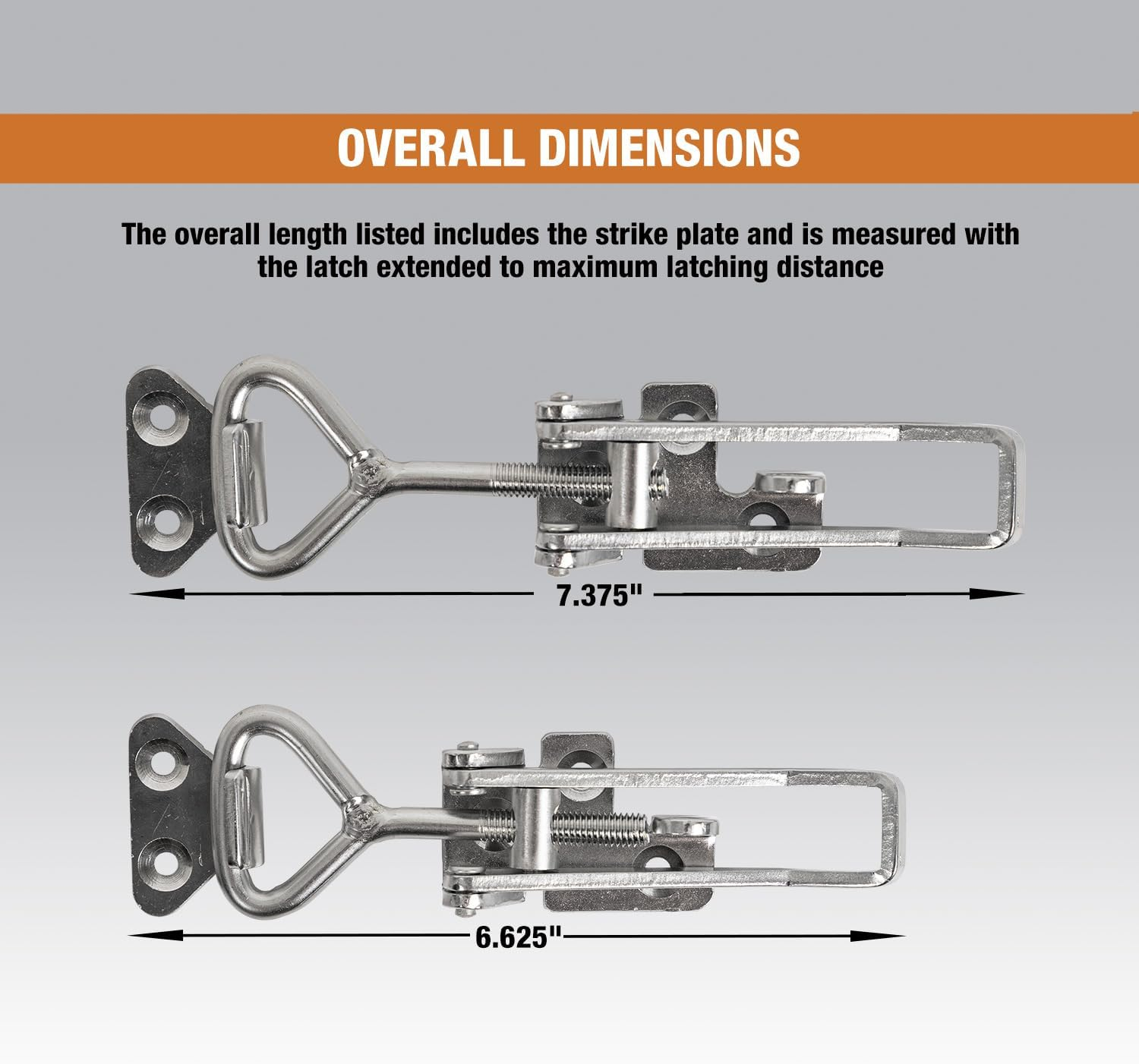 Heavy Duty Stainless Steel Adjustable-Grip Cabinet Draw Latch