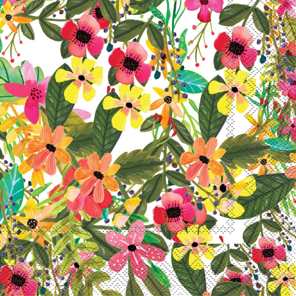 Boston International - 3-Ply 5" Cocktail Napkins 20 Count - Floral Bunny