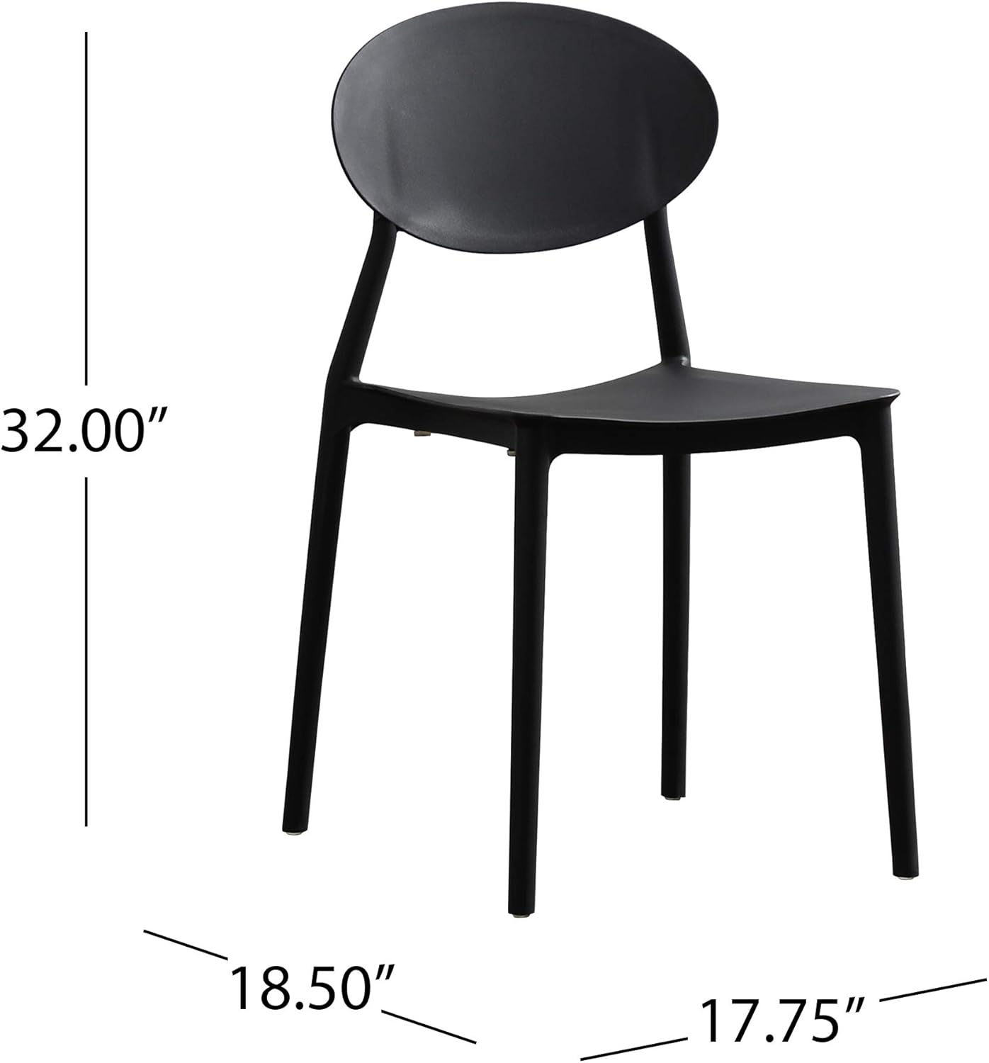 Ali Set of 2 Black Plastic Indoor Chairs