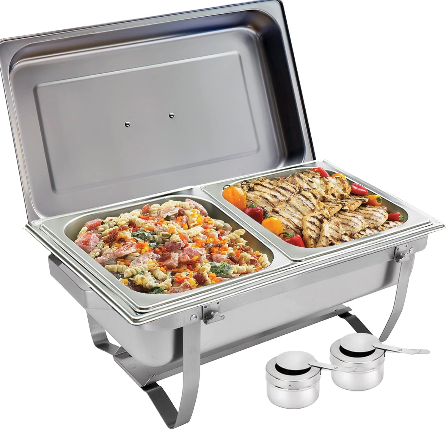 Sterno Buffet Kit Foldable Chafing Dish Buffet Set - Chafing Dishes for Buffet & Catering Food Warmers - Catering Supplies & Food Warming Trays for Buffet Party - 8-Piece Chafing Dish Set