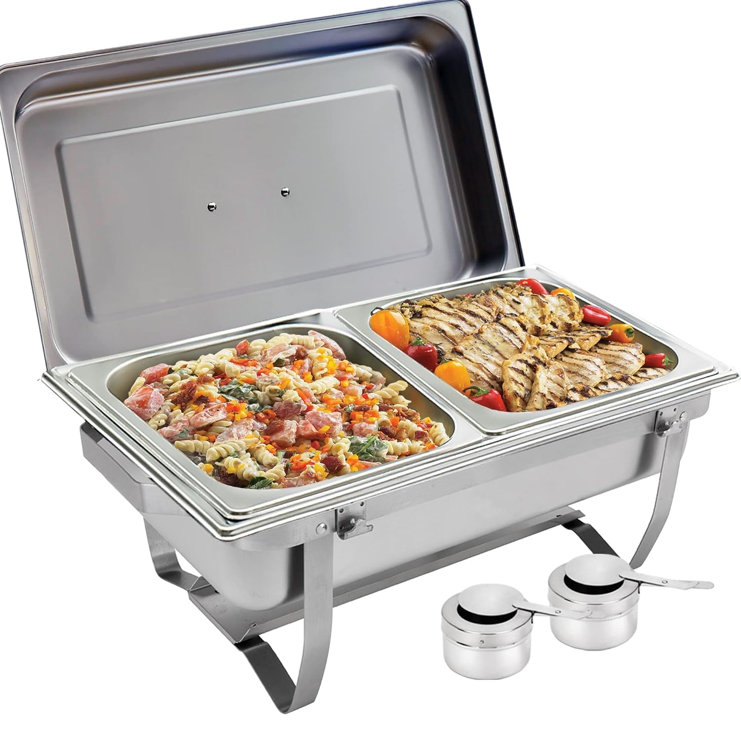 Sterno Buffet Kit Foldable Chafing Dish Buffet Set - Chafing Dishes for Buffet & Catering Food Warmers - Catering Supplies & Food Warming Trays for Buffet Party - 8-Piece Chafing Dish Set