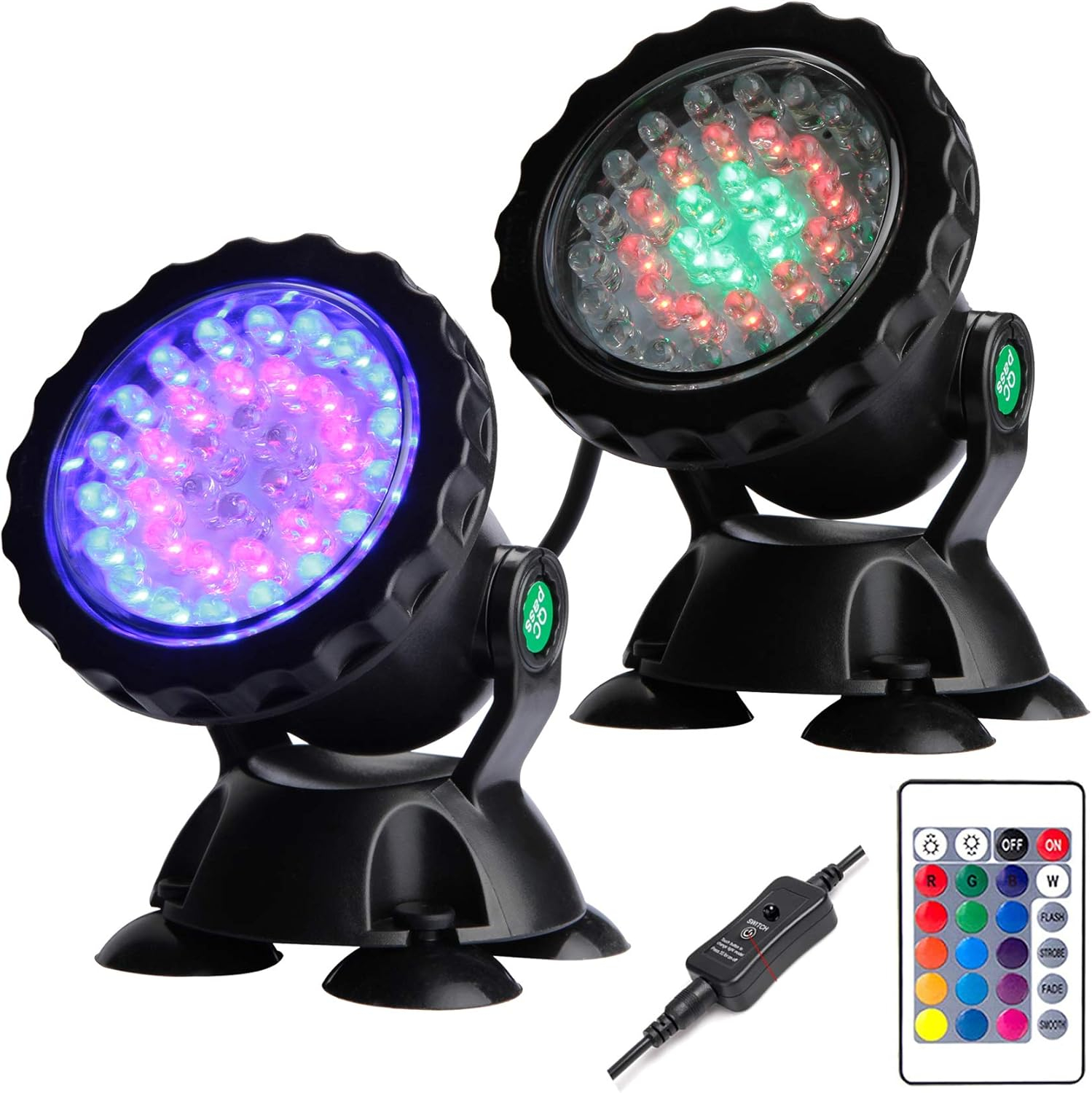 Pond Lights LED Underwater Adjustable Fountain Light, Colorful Landscape Spotlights, IP68 Waterproof Submersible Light for Yard, Garden, Aqaurium, Waterfall, Shallow Pool, Party Christmas