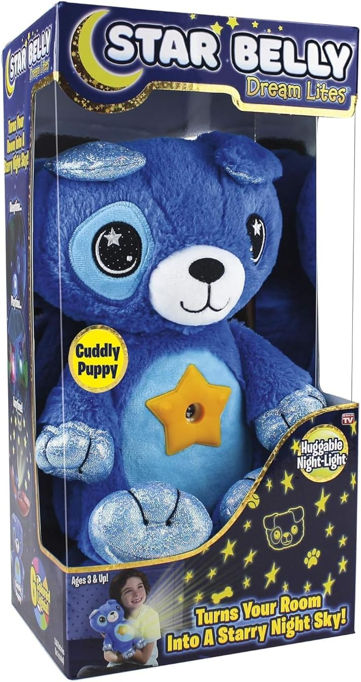 Ontel Star Belly Dream Lites, Stuffed Animal Night Light, Cuddly Blue Puppy