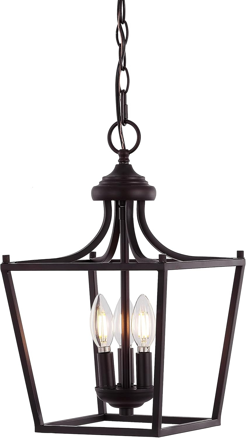 Camden 10" 3-Light Iron Classic Midcentury Pendant Lantern, Oil Rubbed Bronze