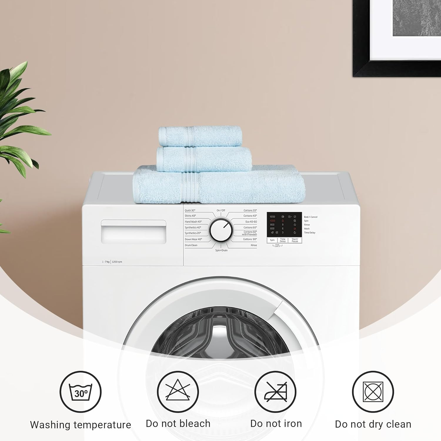 Superior Egyptian Cotton Absorbent Light Blue Bath Towel Set of 2