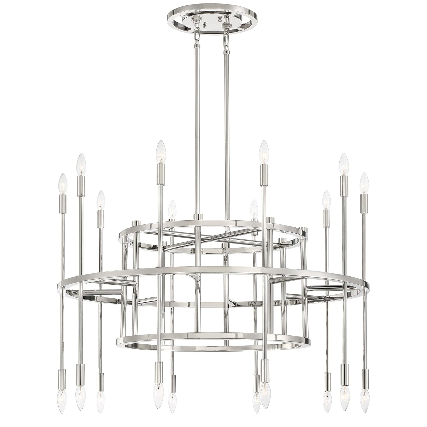 Aries 20-Light Polished Nickel and Crystal Chandelier