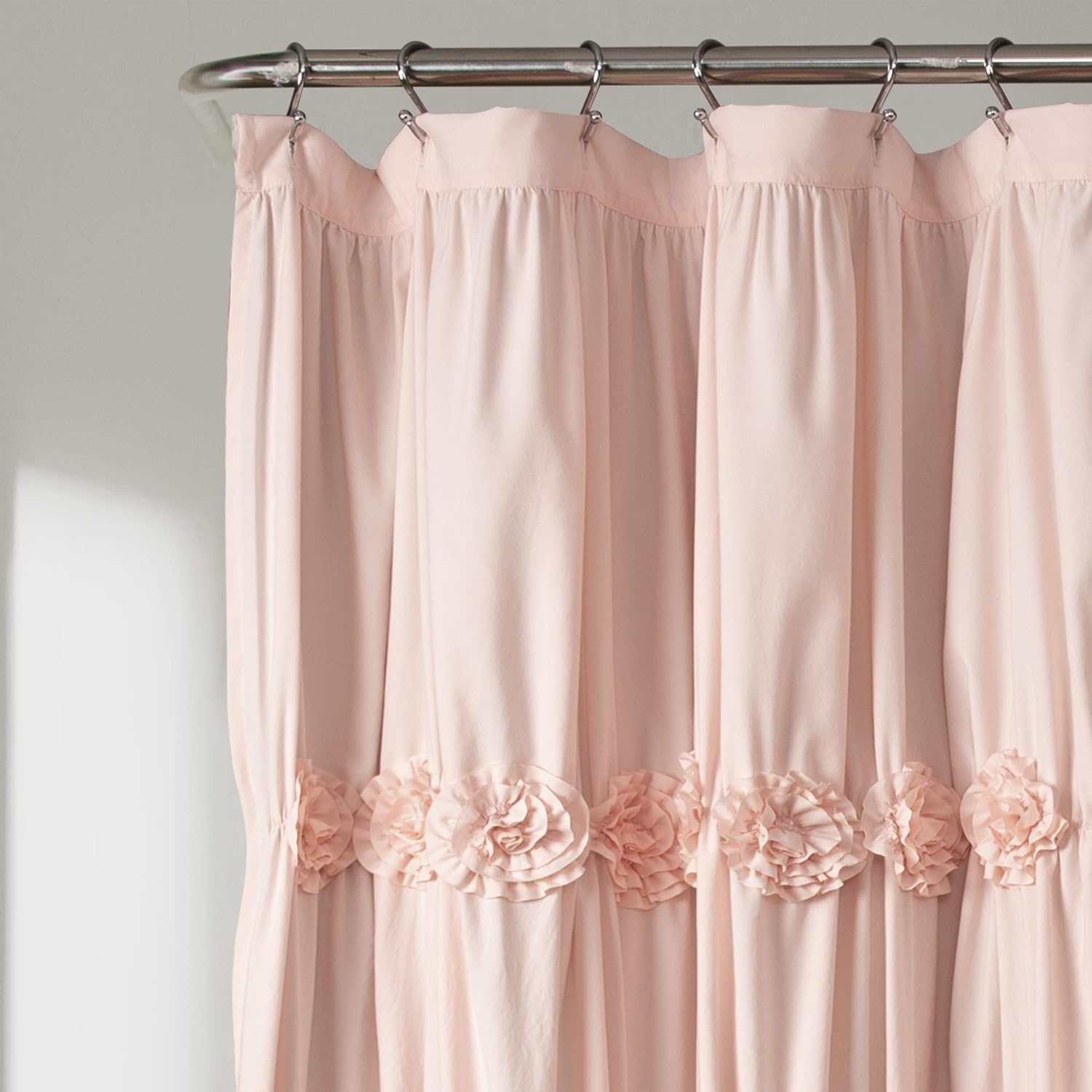 Lush Decor Darla Solid Shower Curtain, 72x72, Blush, Single