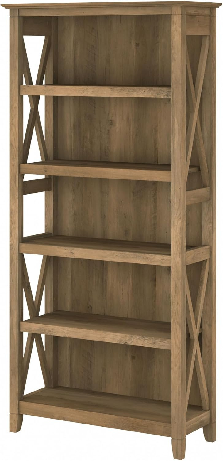 Bush Furniture Key West Tall 5 Shelf Bookcase, Reclaimed Pine
