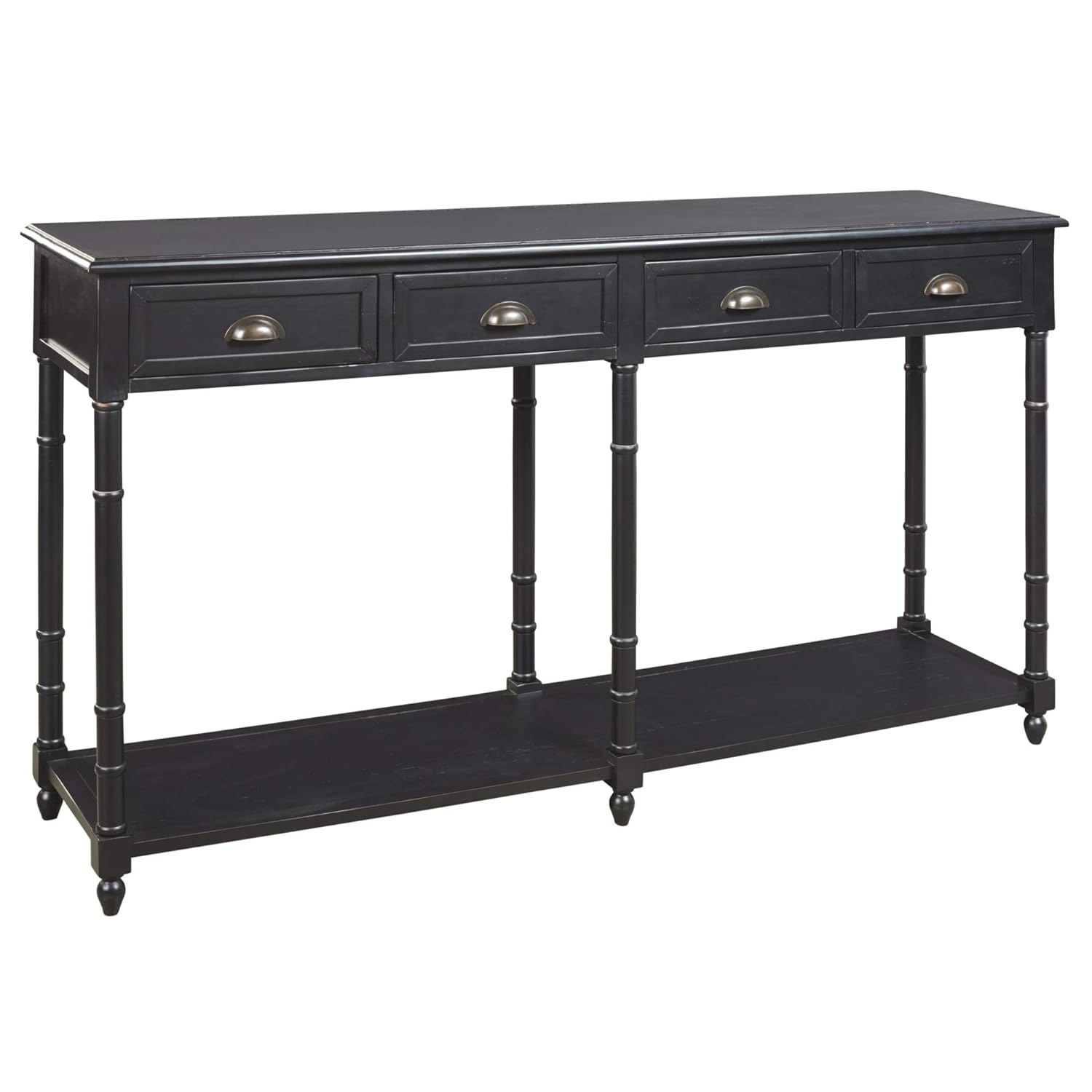 Signature Design by Ashley Eirdale Vintage Casual 4 Drawer Console Sofa Table, Black