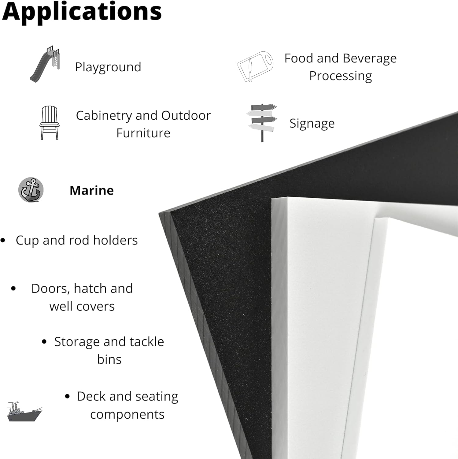 BuyPlastic White HDPE Boat Board, Marine Grade Plastic Sheet 1/4" x 24" x 54" , High Density Polyethylene Panel