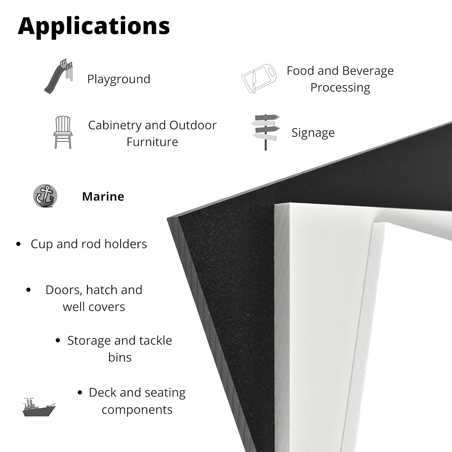 White and Black HDPE Marine Grade Plastic Sheets, 1/4" Thick, Various Sizes