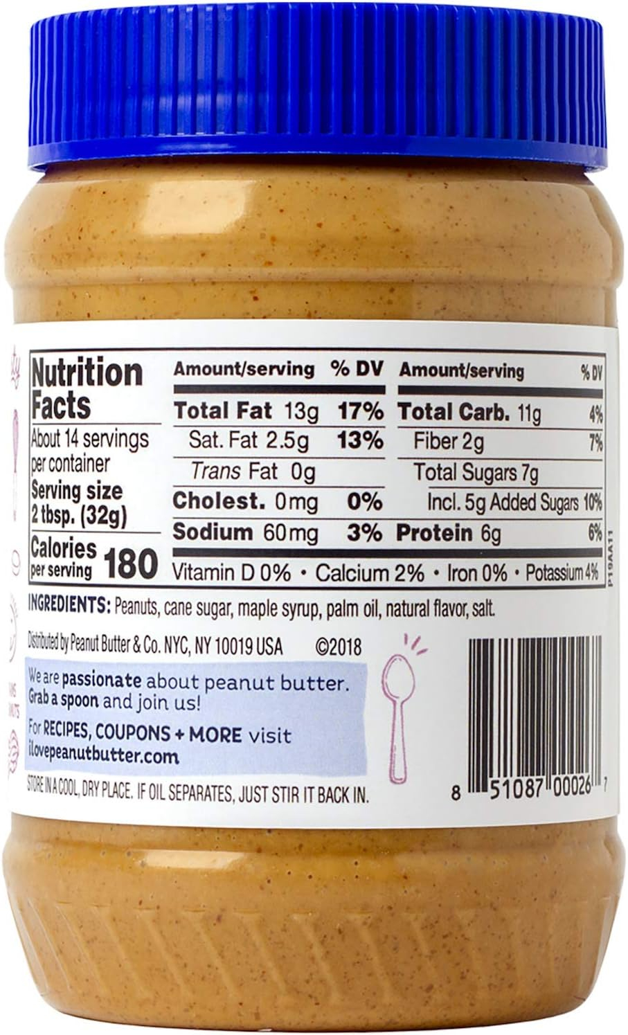 Peanut Butter & Co. Peanut Butter Spread, Mighty Maple, 16 oz (454 g)