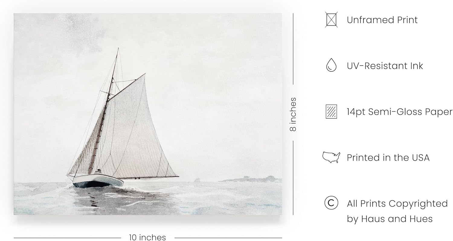 Haus and Hues Vintage Beach Wall Art - Vintage Oil Paintings for Exquisite Wall Decor in Home and Office Spaces (8x10 Unframed)