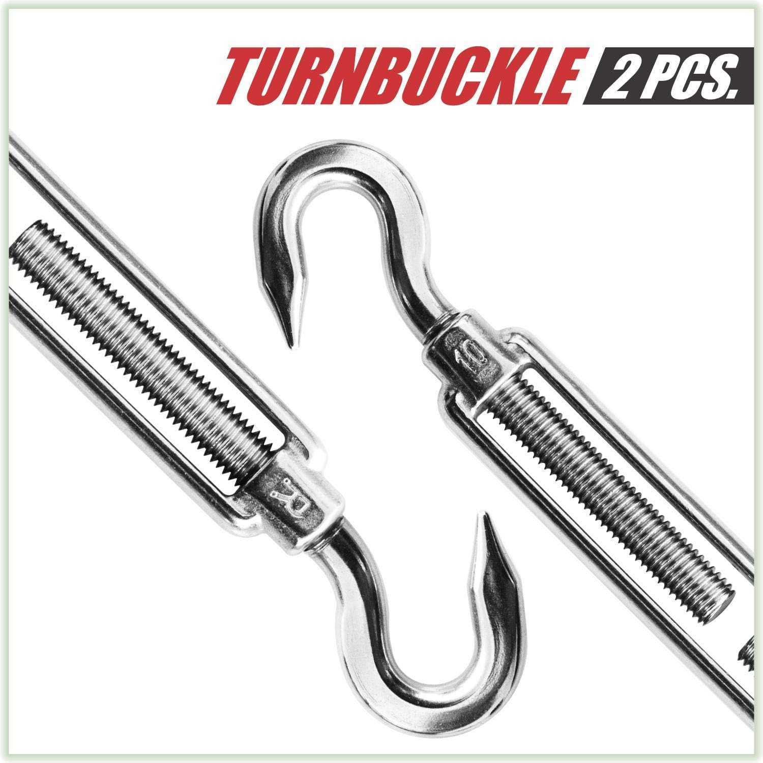 10 Inch Hardware Kit for Rectangle/Square Sun Shade Sail Canopy, 316 Military-Grade Stainless Steel