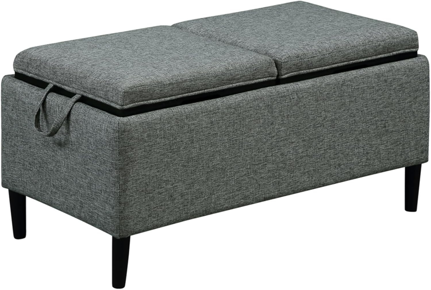 Convenience Concepts Designs4Comfort Magnolia Storage Ottoman with Reversible Trays, Light Charcoal Gray Fabric