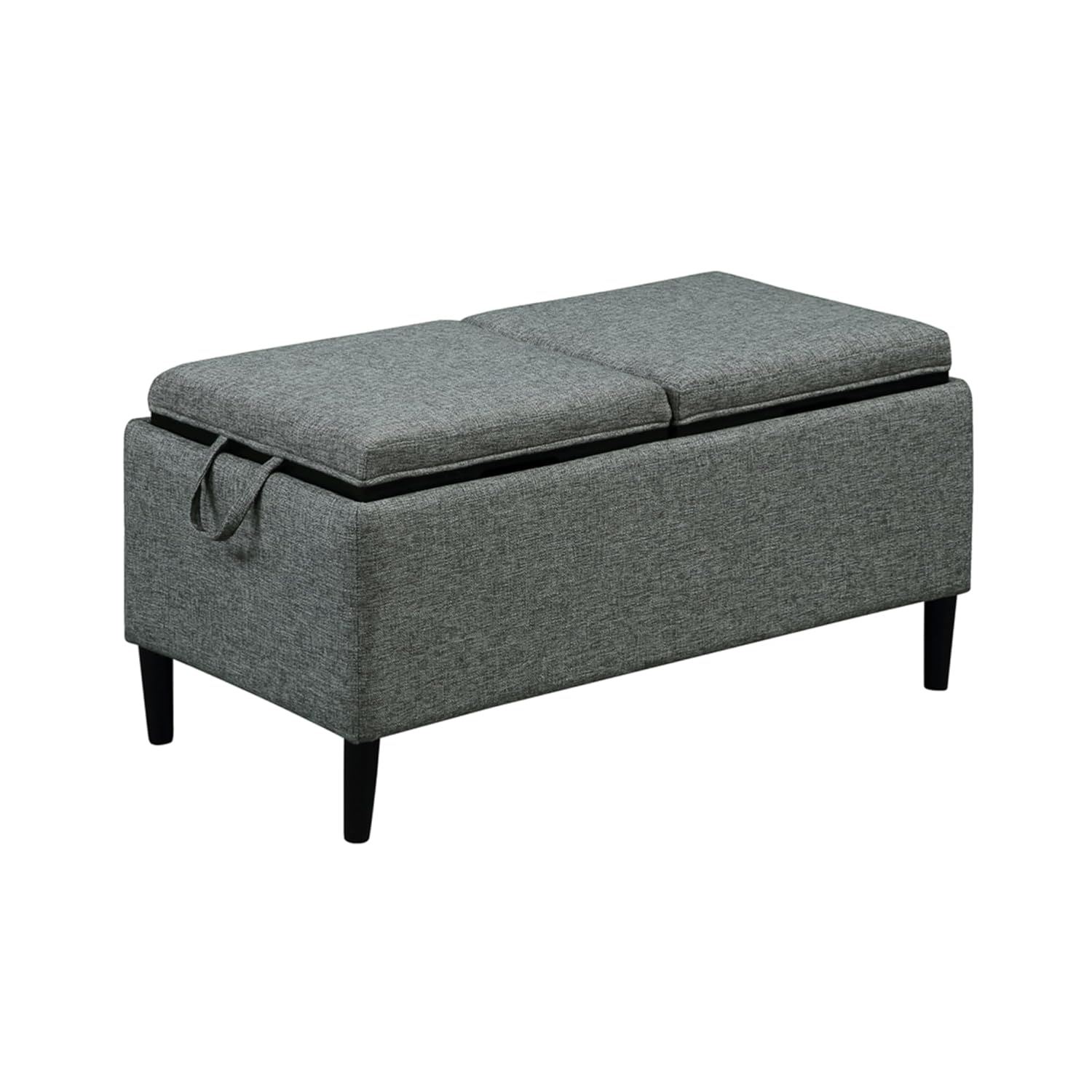 Convenience Concepts Designs4Comfort Magnolia Storage Ottoman with Reversible Trays, Light Charcoal Gray Fabric