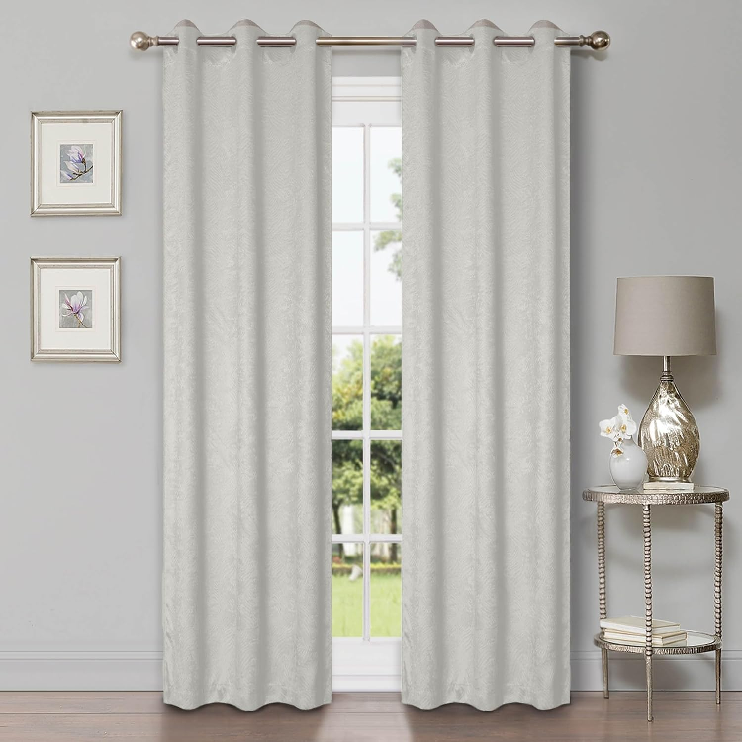 Superior Waverly Blackout Curtains, Rod Pocket, Set of 2, 42" x 63", Ivory