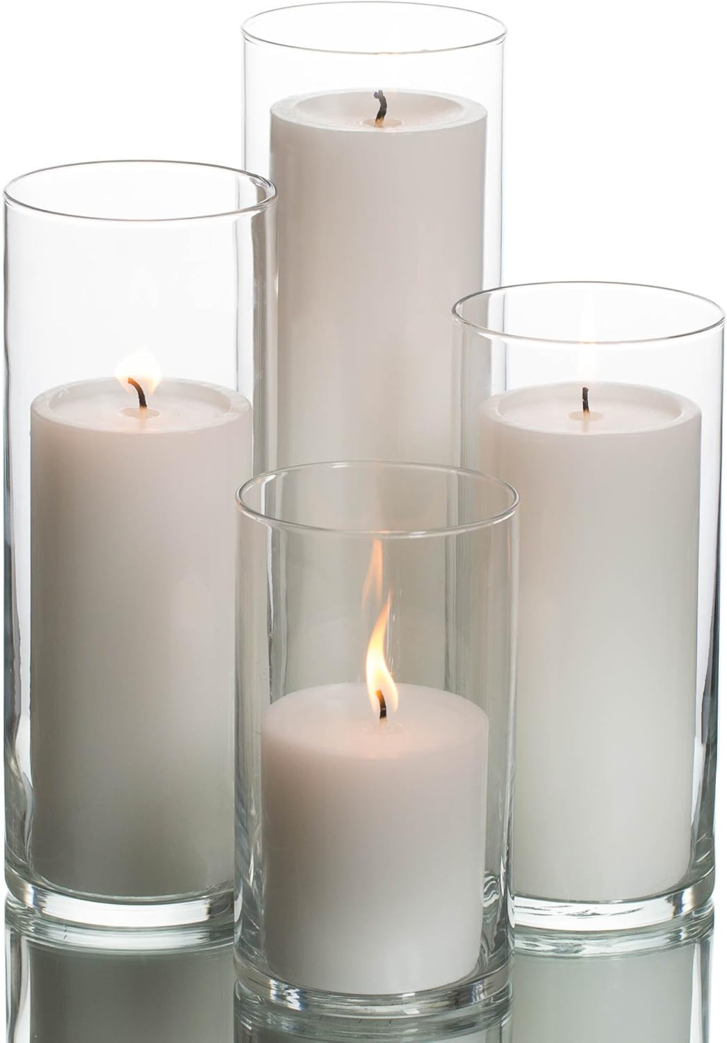 Richland Pillar White Candles & Eastland Cylinder Holders Set of 48