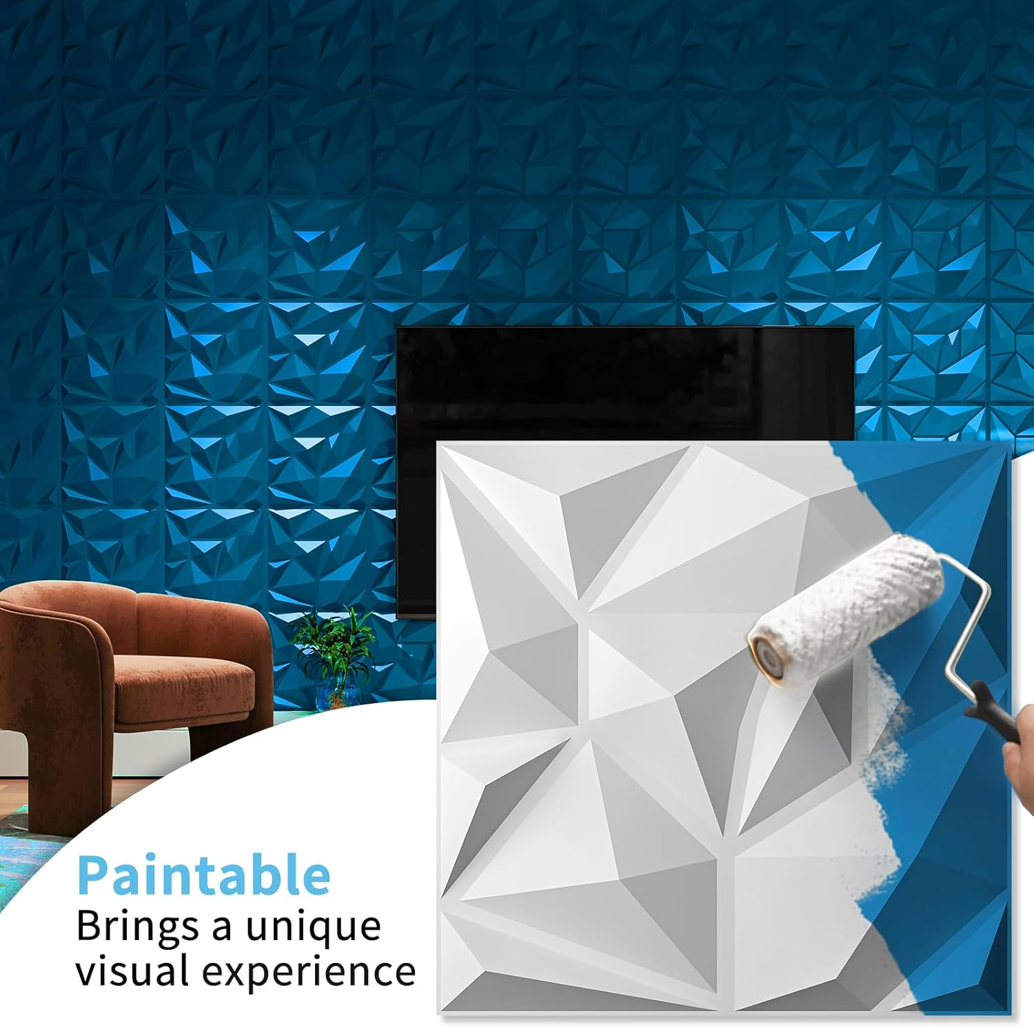 Art3d 20 Pack Decorative 3D Wall Panels, 19 Sq.Feet PVC Interior Wall Décor, 11.8"x11.8", White