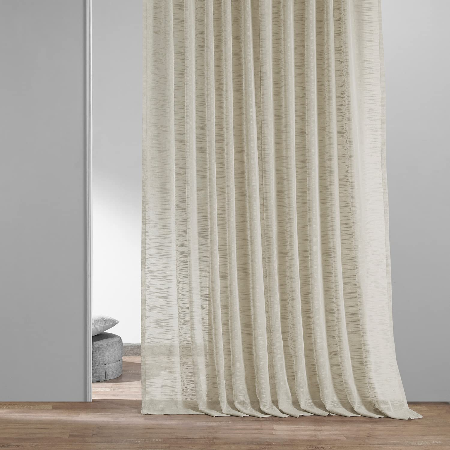 Open Weave Natural Linen Sheer Curtain (1 Panel), Open Weave Natural, 50W X 120L