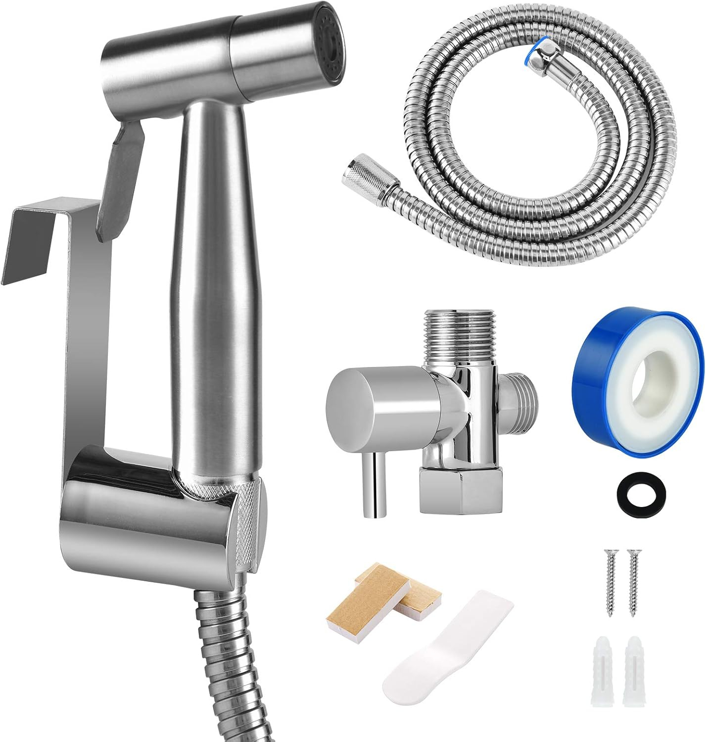 Bidet Sprayer for Toilet, Hand held Stainless Steel Toilet Bidet Sprayer Kit with Hose, Easy Install Bidet Attachment for Toilet, Bidet Sprayer for Personal Hygiene, Toilet Clean, Baby Diaper Cloth