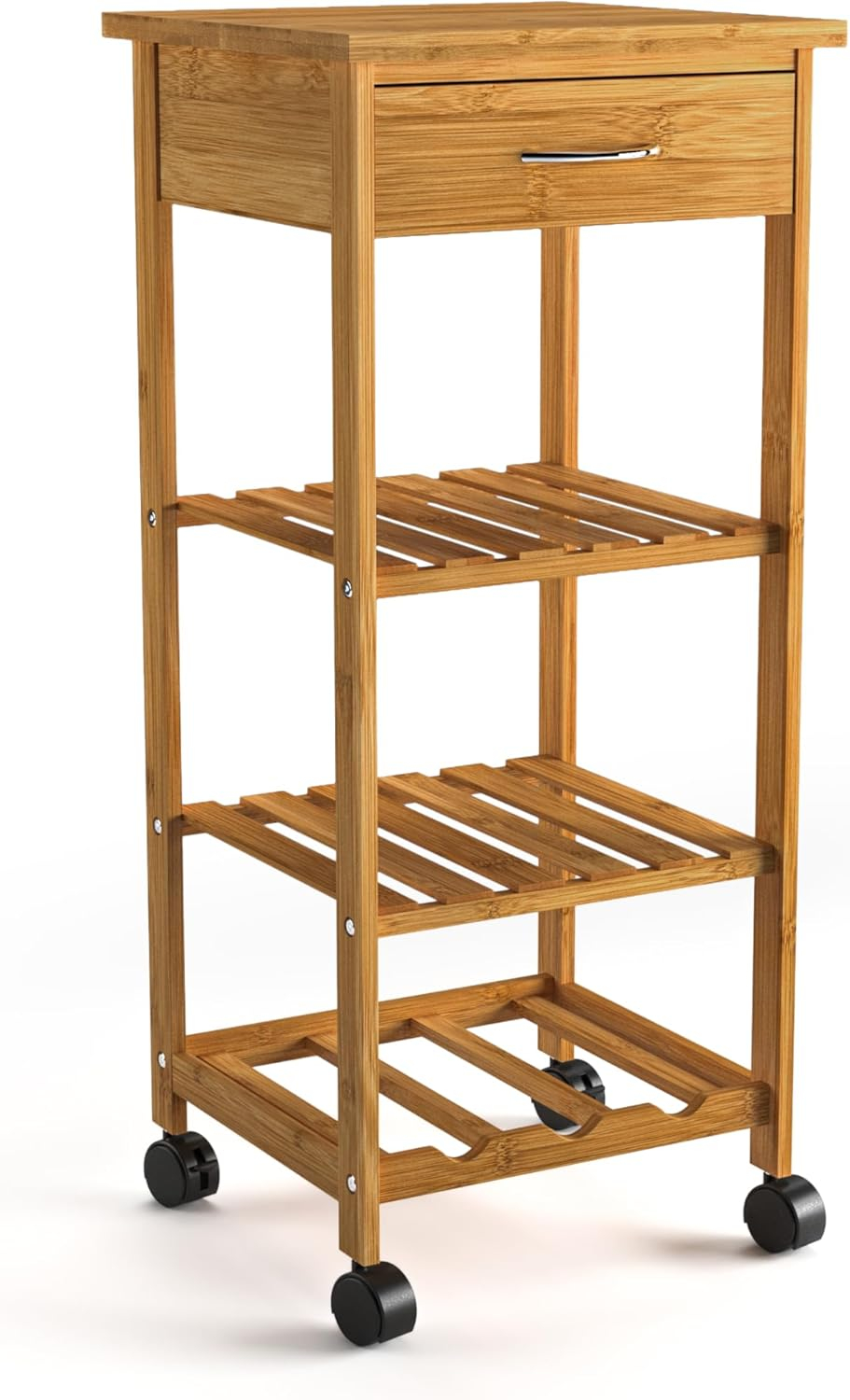 Greemotion Dahn Bamboo 3-Shelf Kitchen Cart with Drawer in Natural
