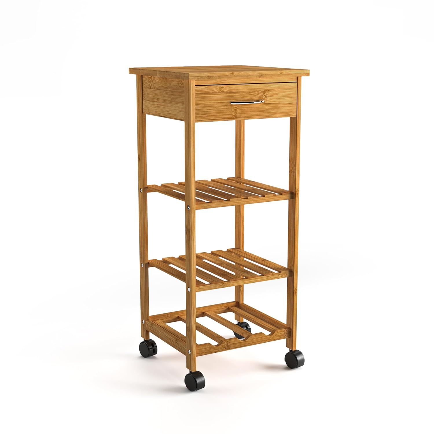 Greemotion Dahn Bamboo 3-Shelf Kitchen Cart with Drawer in Natural