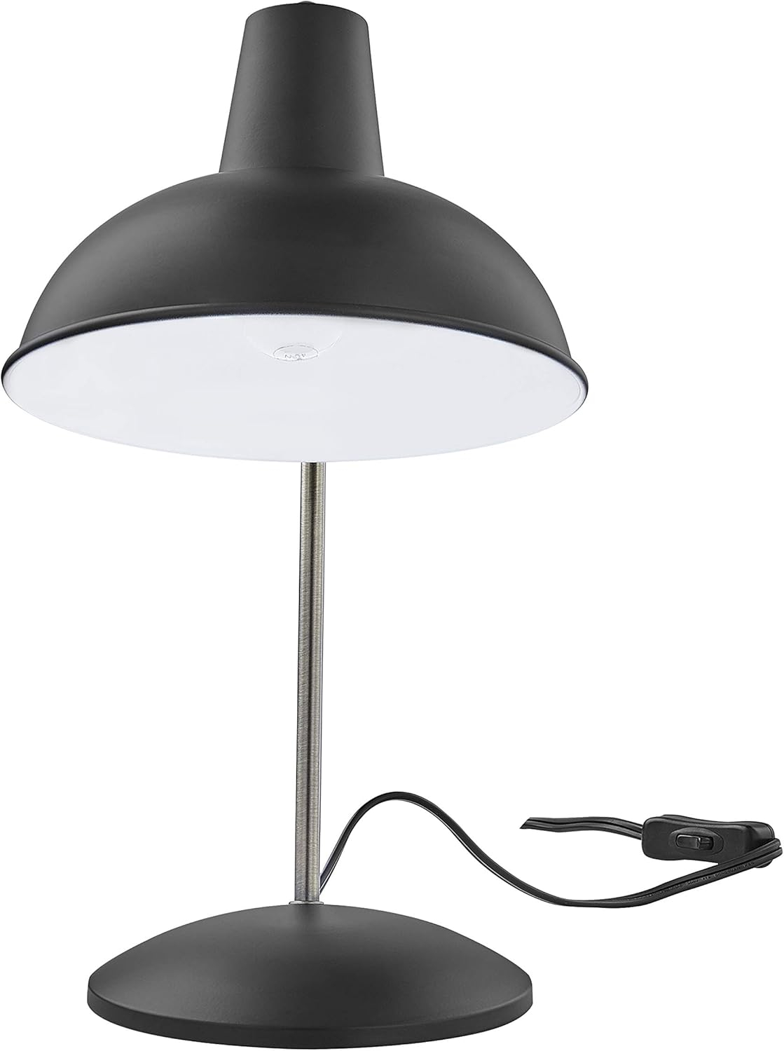 Light Society LS-T261-BK Hylight Black Retro Desk Lamp with Antique Brass Details, Mid Century Modern Vintage Style