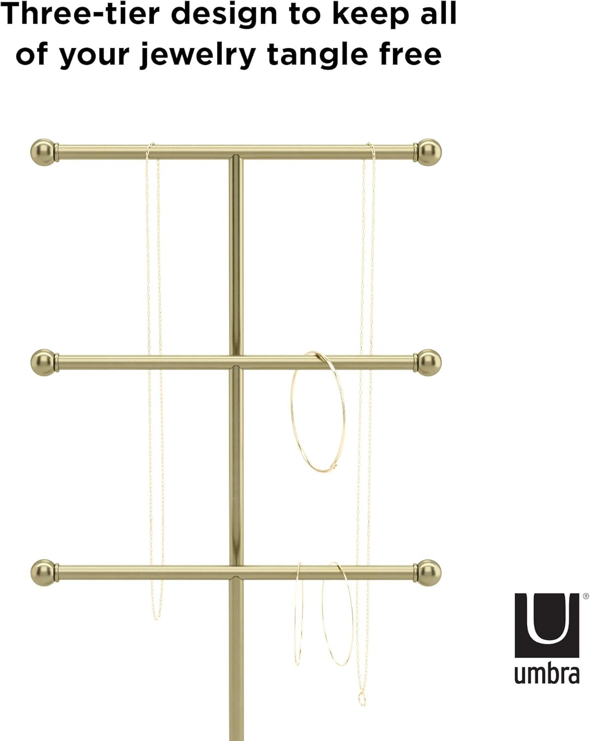 Gold and White Steel 3-Tier Jewelry Stand