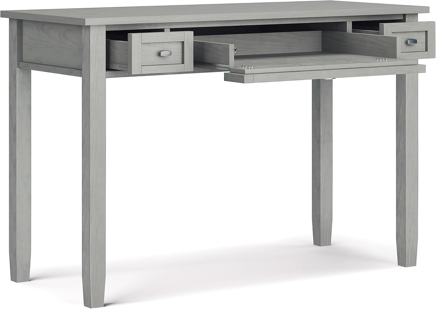 Simpli Home Warm Shaker SOLID WOOD Transitional 48 inch Wide Writing Office Desk in Fog Grey