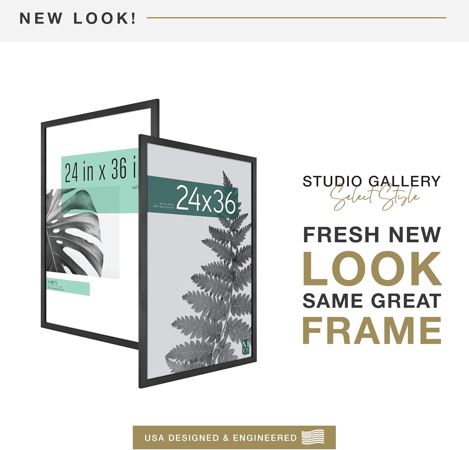 MCS Studio Gallery 24x36 Poster Frame Black Woodgrain, Vertical & Horizontal Wall Hanging Large Picture Frame for Photos, Posters & Art Prints (1-Pack)