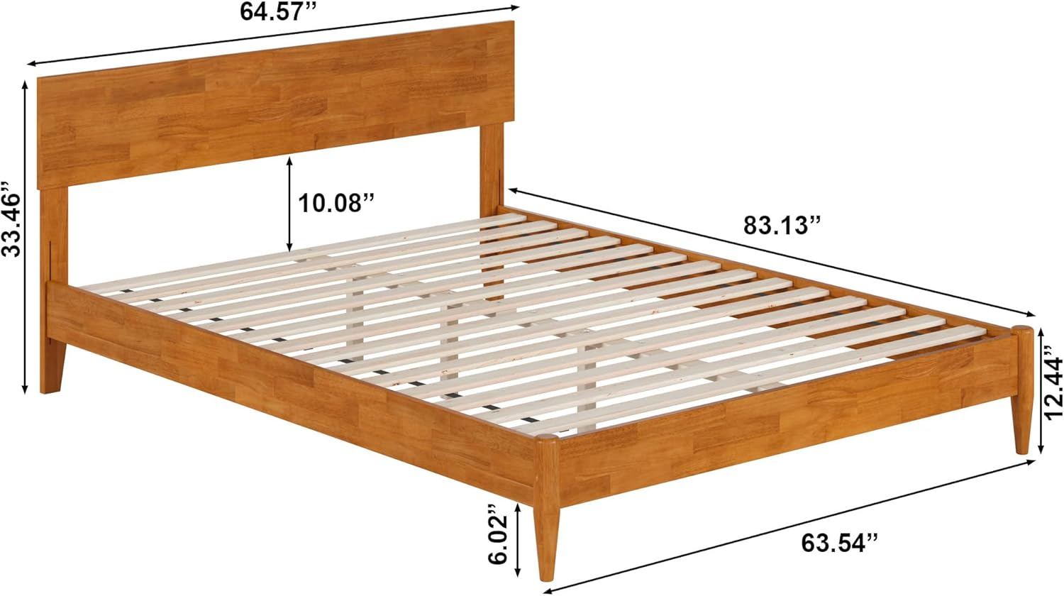 AFI Aria Queen Modern Solid Wood Low Profile Platform Bed, Light Toffee