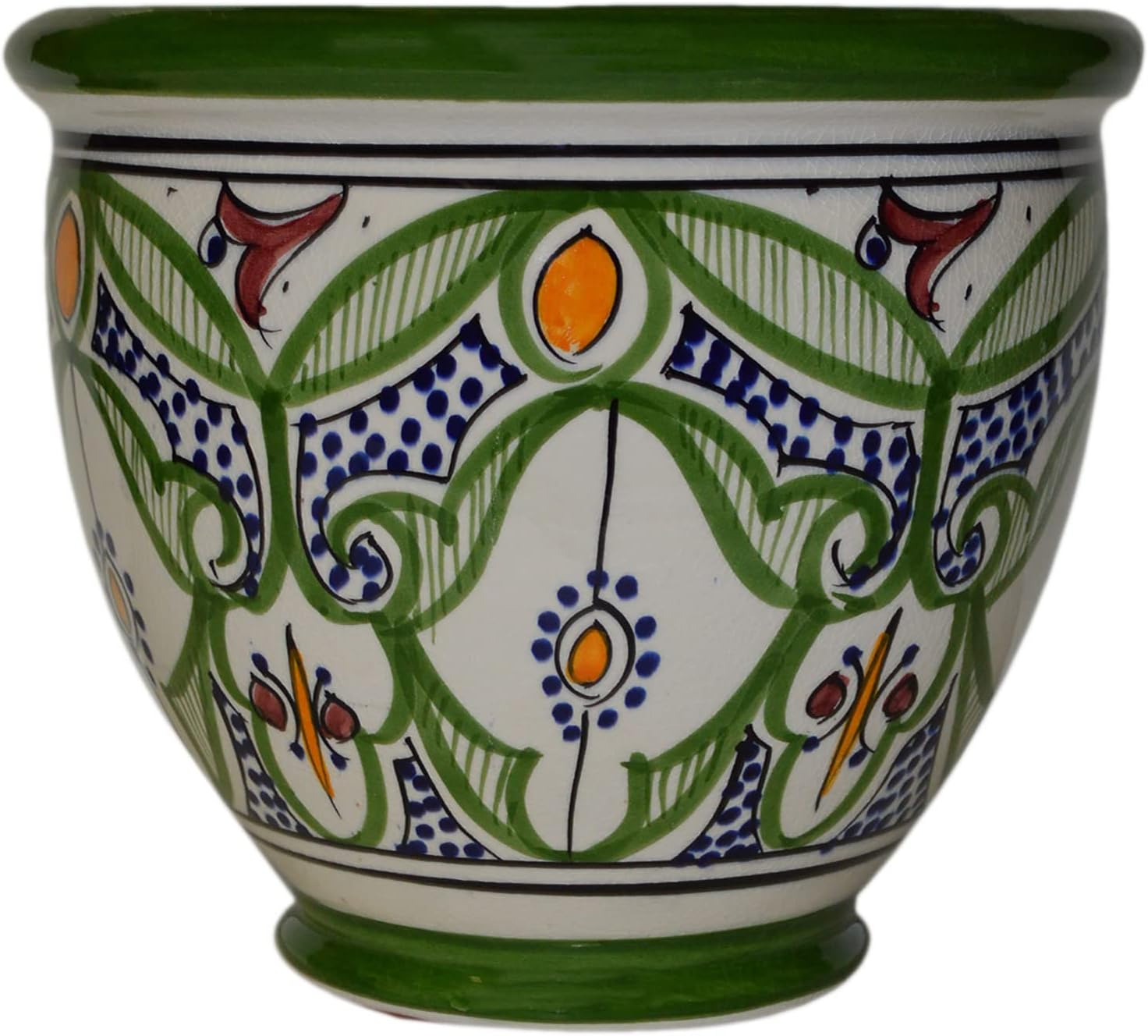 JGSP Flower Pot Moroccan Spanish Garden Drain Hole Ceramic Planter Handmade Multicolored