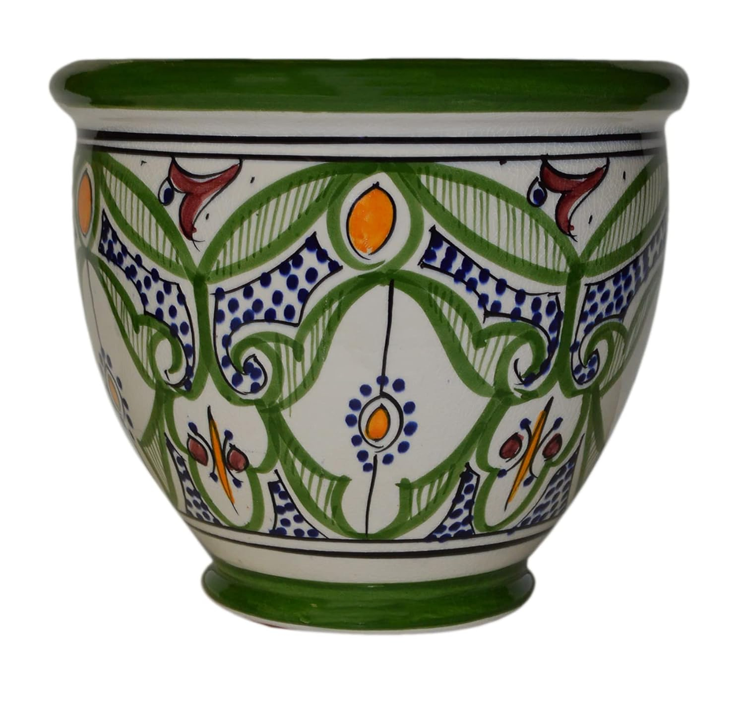 JGSP Flower Pot Moroccan Spanish Garden Drain Hole Ceramic Planter Handmade Multicolored