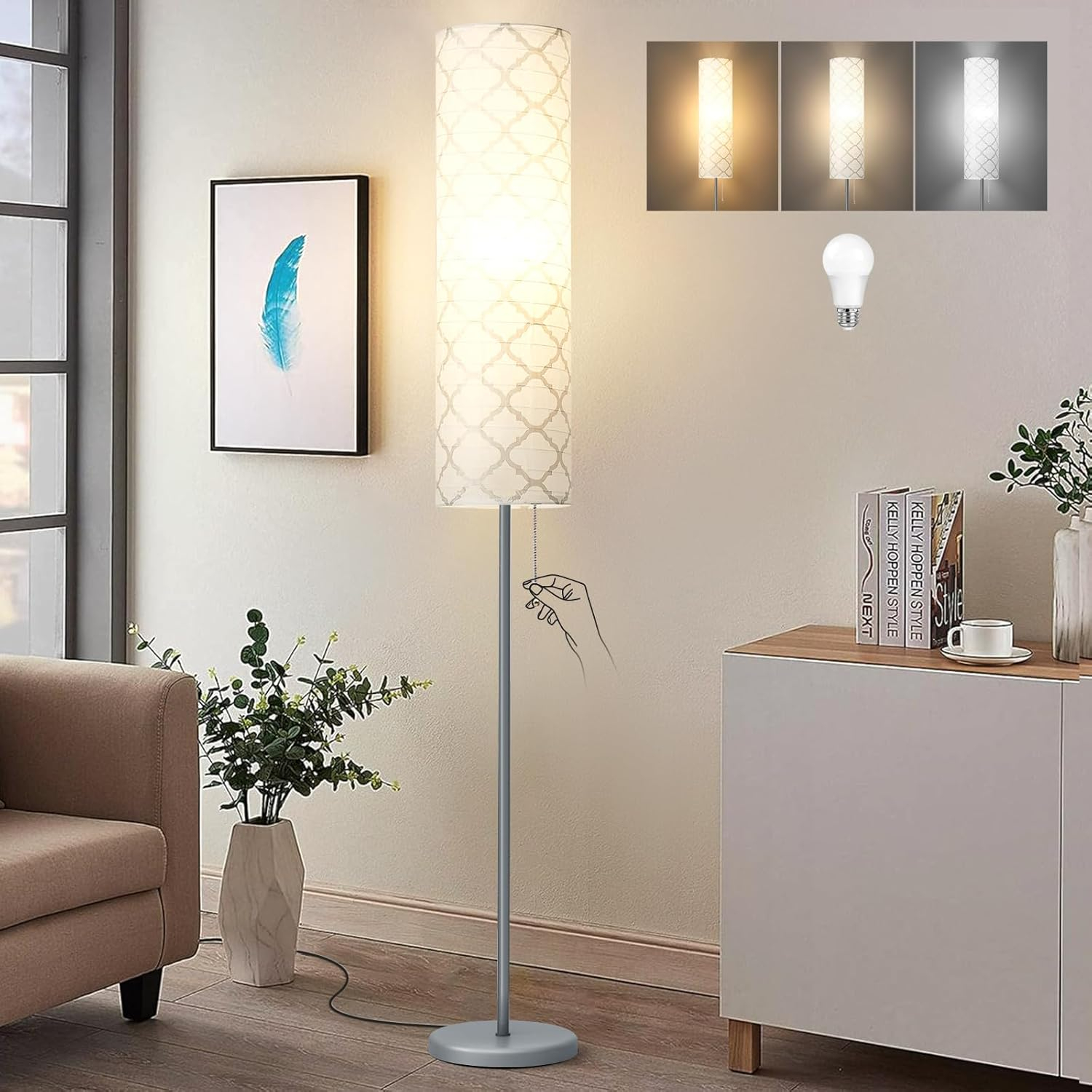 Wrought Studio™ 65" Minimalist Paper Lantern Floor Lamp