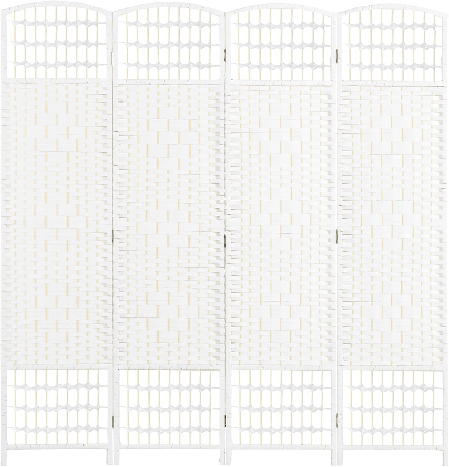 White Wave Fiber Freestanding Partition Wall Divider, 3 Panel Room Separator, Folding Privacy Screen, 5.6'