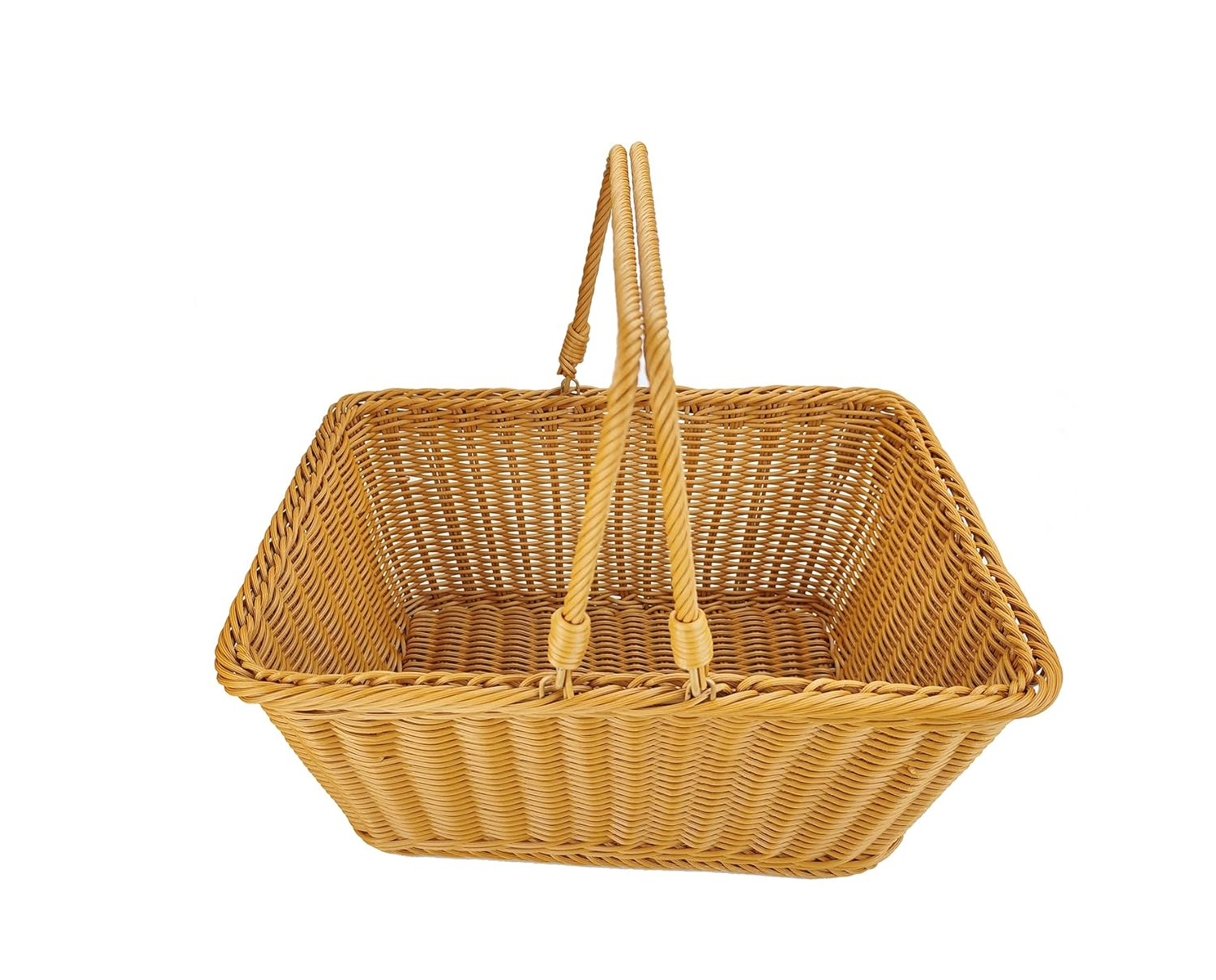 ANRUIDE 16"Poly Wicker storage Baskets,Handmade Woven Basket Harvest Basket Wicker Storage Basket for Picnic, Easter, Organizing, Gathering Vegetables(16" x 12") Brown