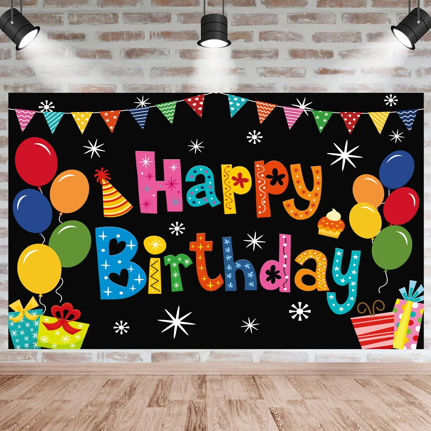 Happy Birthday Backdrop Banner Colorful Party Decor Large Yard Sign Background for Boys Girls Baby Shower Decorations Indoor Outdoor Photo Props Supplies 5x3ft