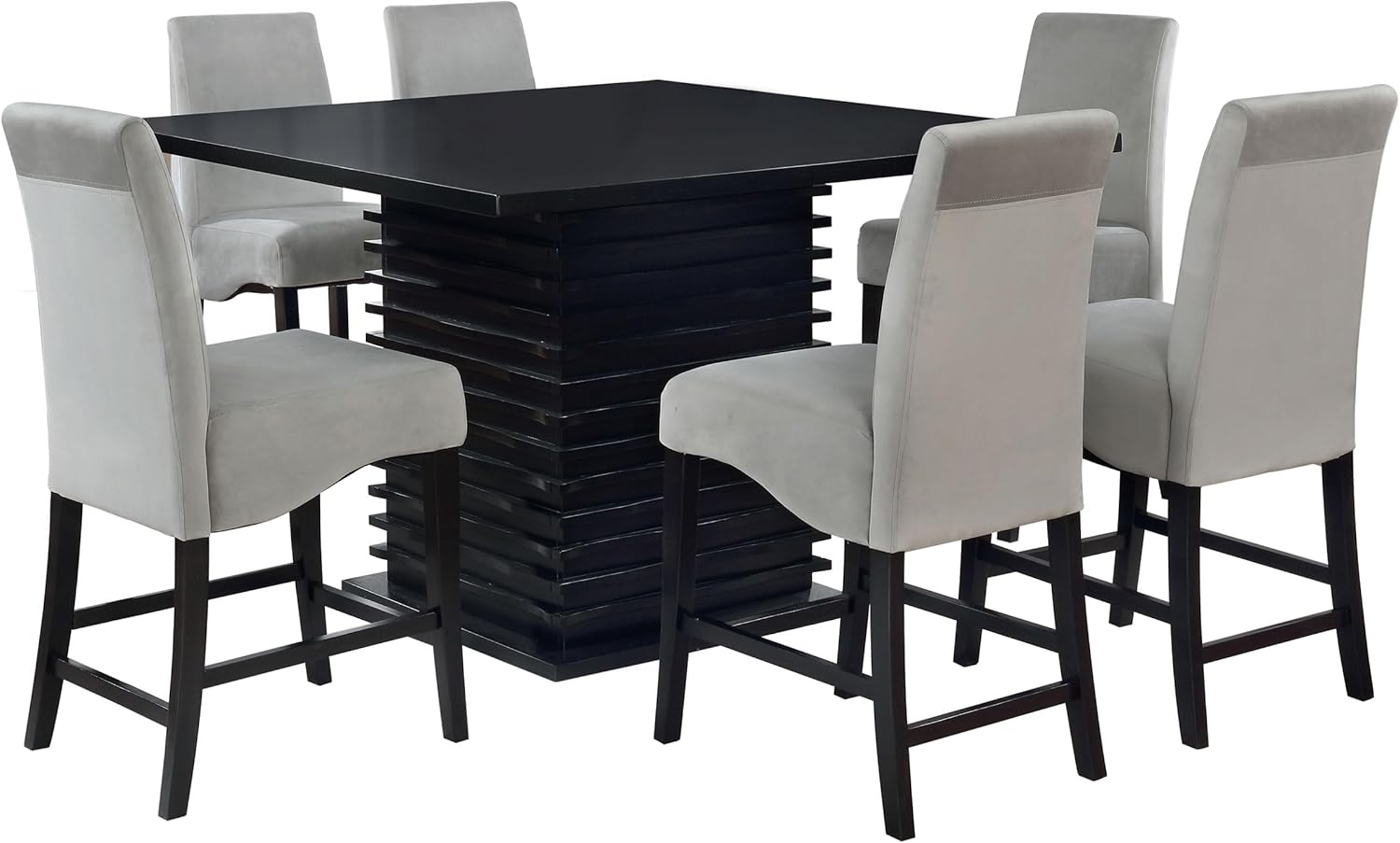 Coaster Stanton 7-Piece Contemporary Wood Dining Set in Black and Gray