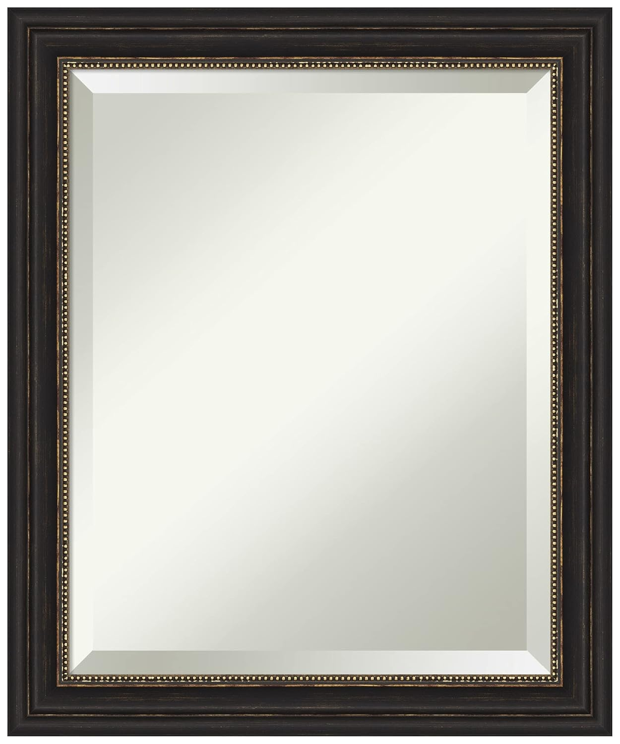 Amanti Art Beveled Bathroom Wall Mirror - Accent Bronze Narrow Frame Outer Size: 20 x 24 in