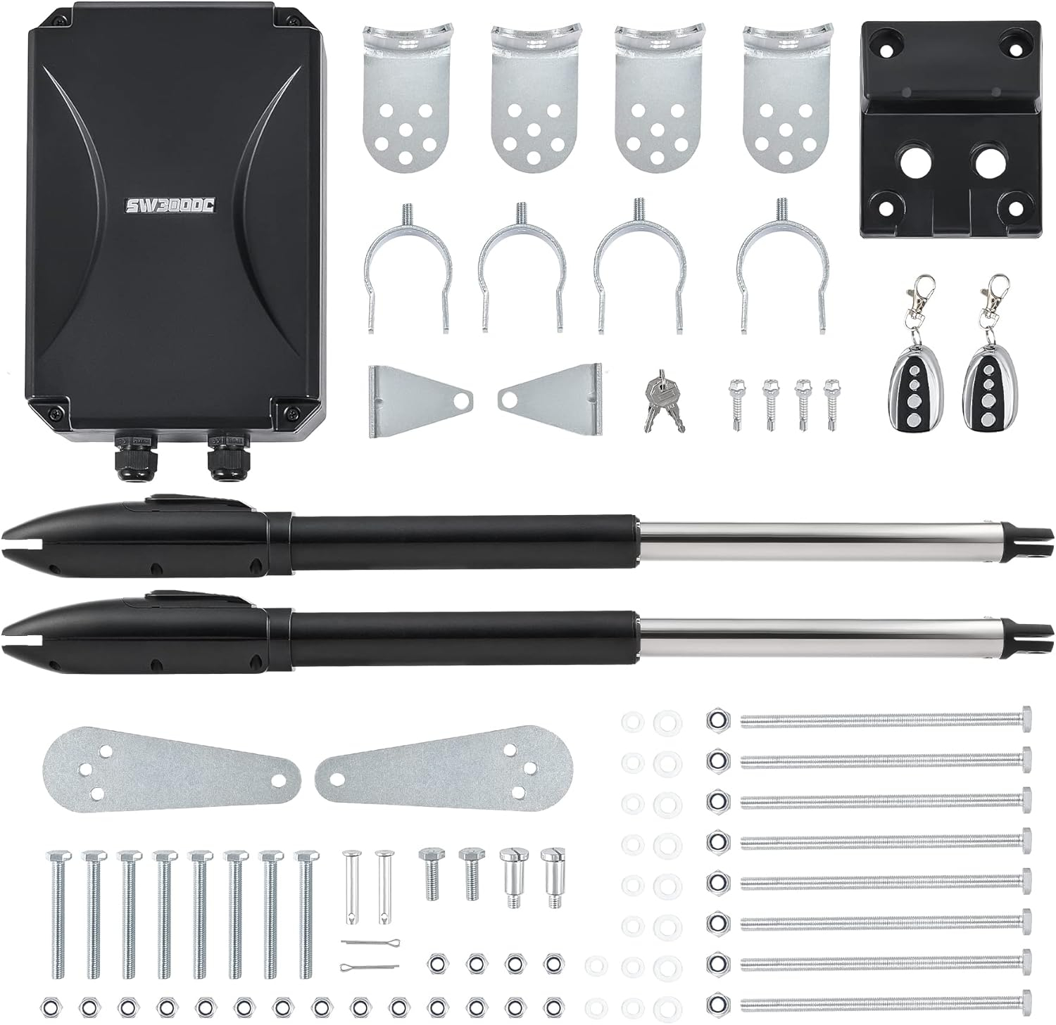 CO-Z Automatic Dual Swing Gate Opener Kit - Electric Opener for Double Gates, Up to 18ft & 660lb per Side, Remote Control & Complete System