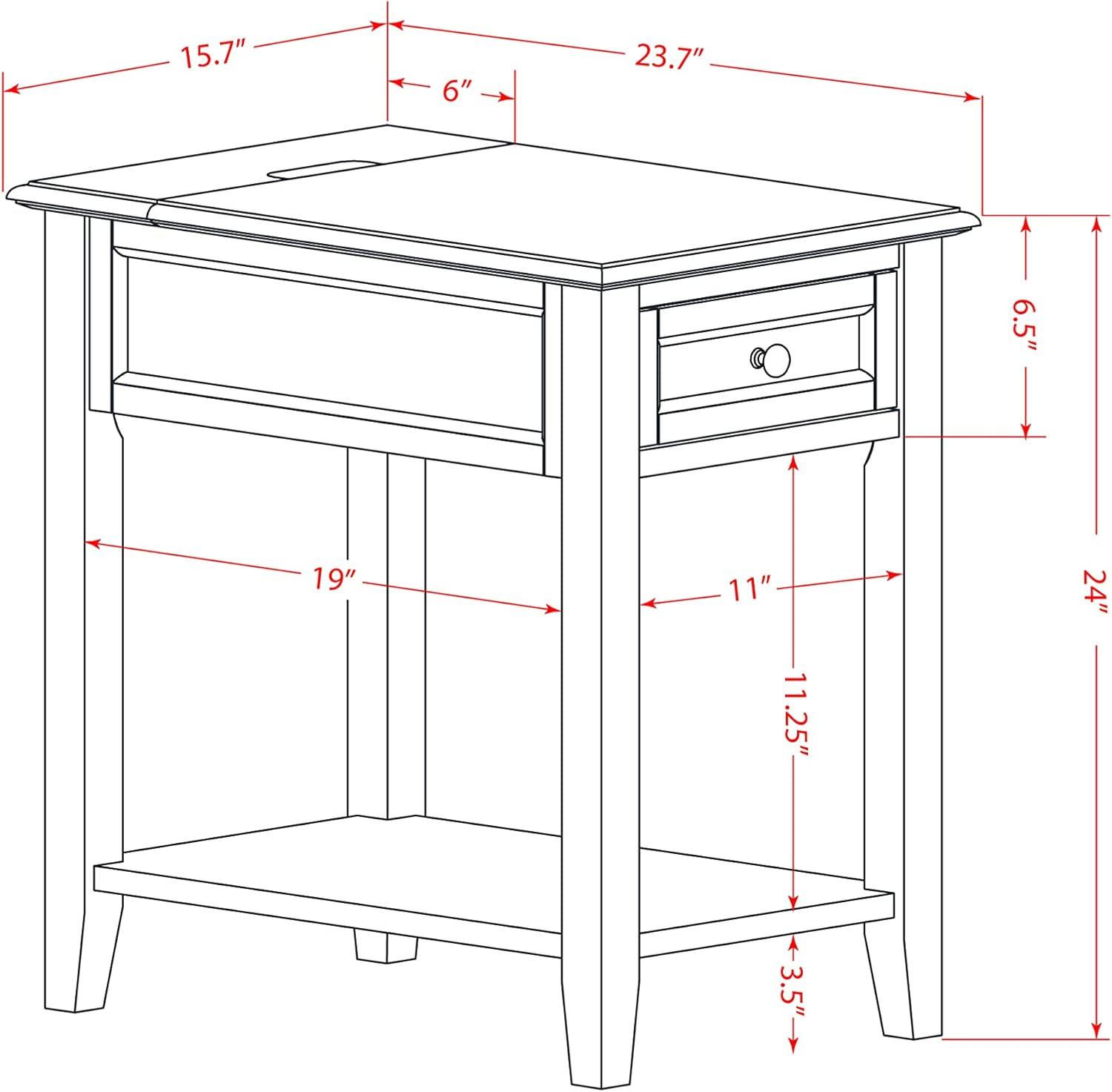 Denison Modern Wood Night Stand with 1 Mid Century Modern Drawers - White
