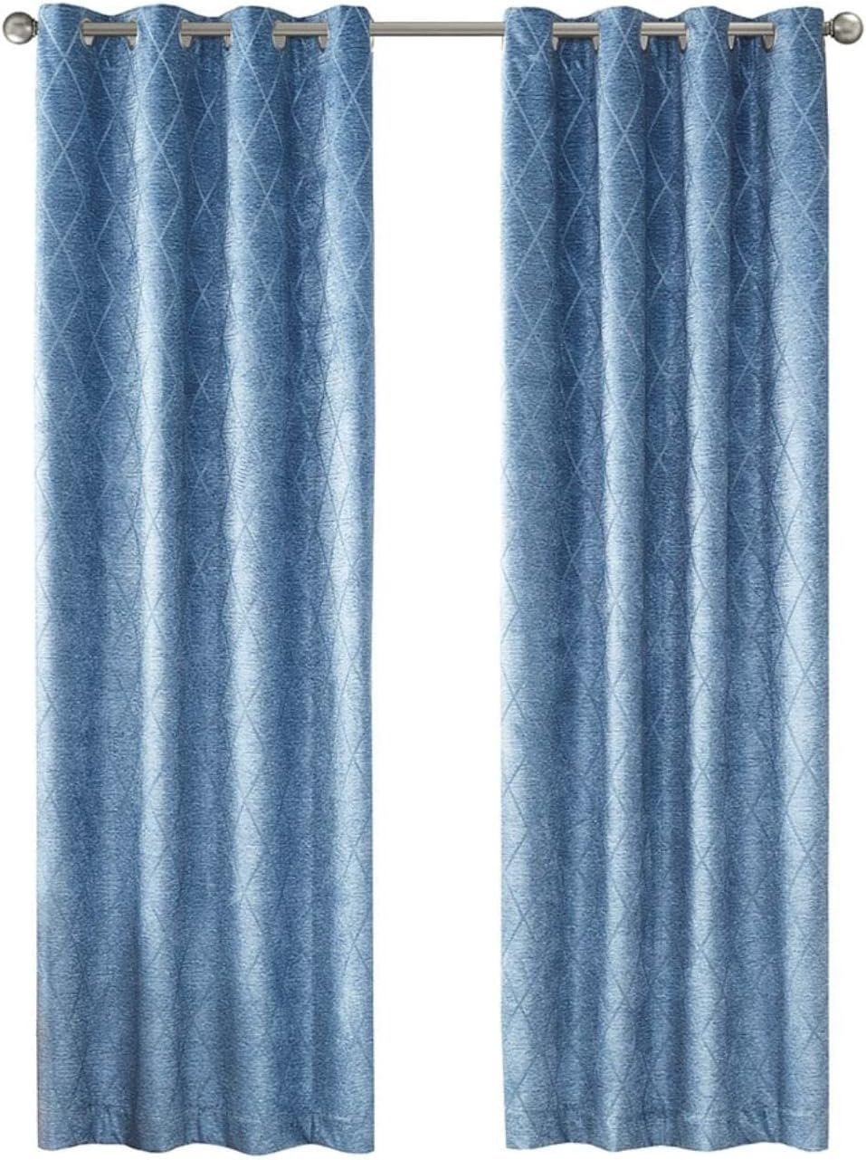 Sun Smart Taylor Total Blackout Curtain Single Window, Diamond Jacquard Grommet Top Living Room Decor Thermal Insulated Light Blocking Drape for Bedroom and Apartments, 50" x 95", Silver