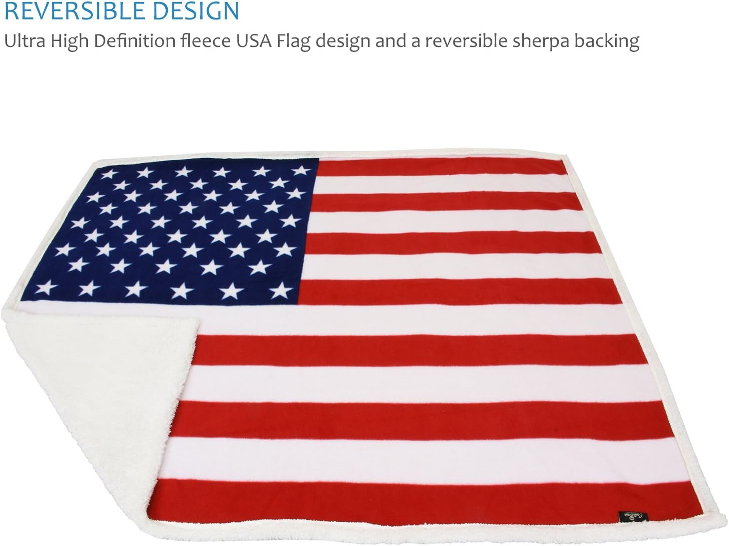 Catalonia Patriotic US Flag Blanket, American National Flag Throws, Sherpa Fleece Reversible Blanket for Couch Bed Decor, 4th of July Citizenship Veteran Presidents' Day Gift