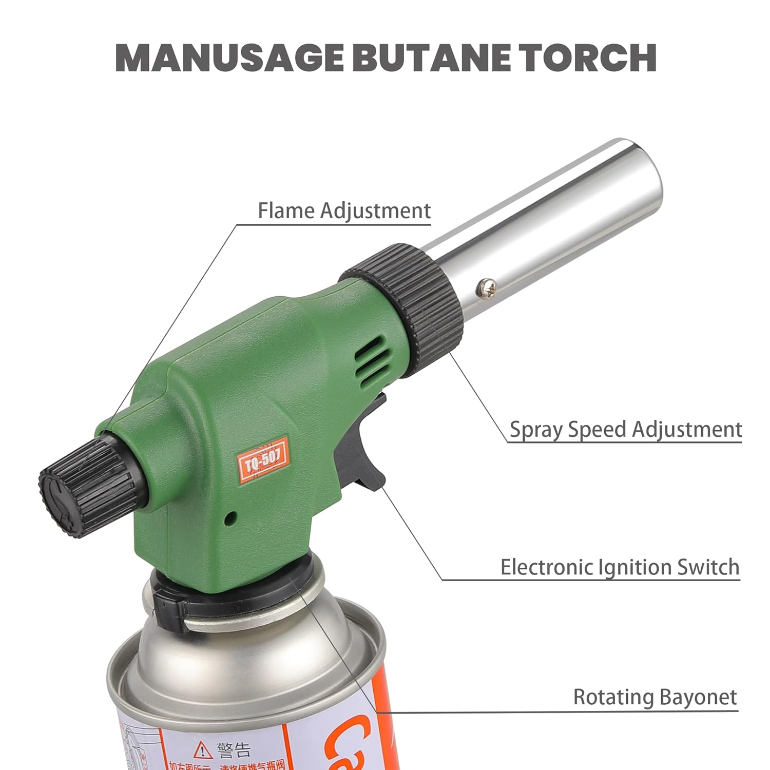 Versatile Butane Torch Kitchen Blow Lighter, With Adjustable Flame for Cooking, Creme Brulee, Sushi, Searing, Baking, BBQ - Professional Cooking Torch (Butane Gas Not Included)