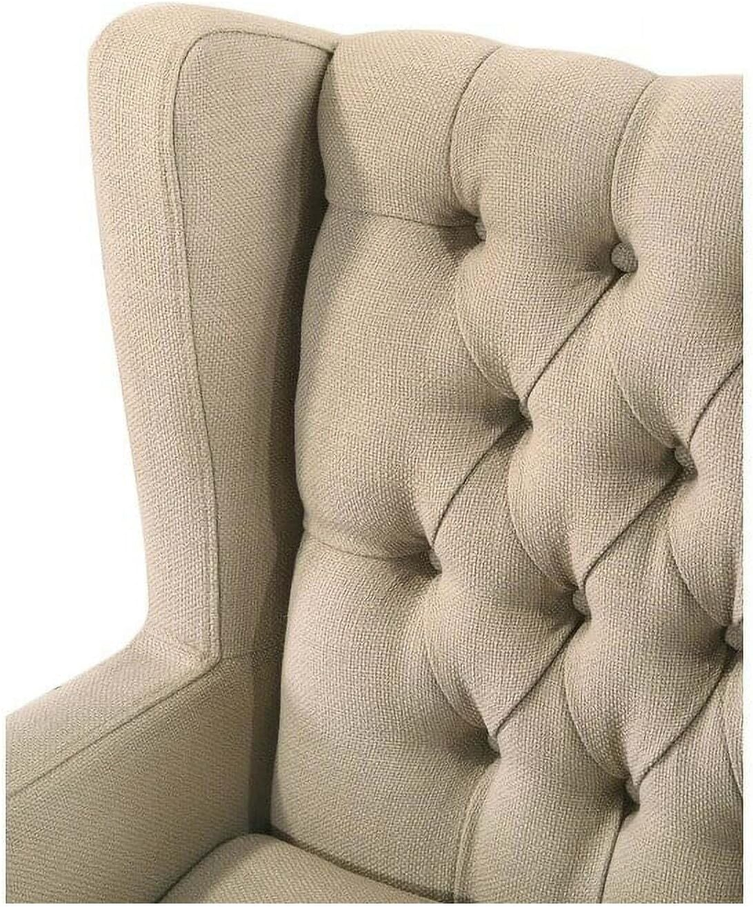 Lilola Home Irwin Beige Linen Button Tufted Wingback Chair